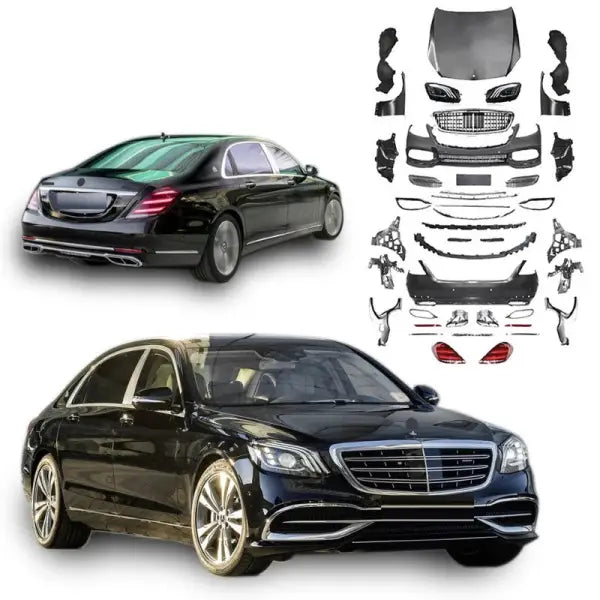 Car Craft Compatible With Mercedes Benz S Class W221 2006-2013 Upgrade Facelift Bodykit To W222 2014-2021 Maybach Style Bumper Headlight Taillight Skirts Exhaust Tips Hood