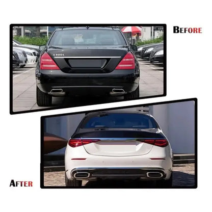 Car Craft Compatible With Mercedes Benz S Class W221 2006-2013 Upgrade Facelift Bodykit To W223 2023 Maybach Style Bumper Headlight Taillight Skirts Exhaust Tips Hood