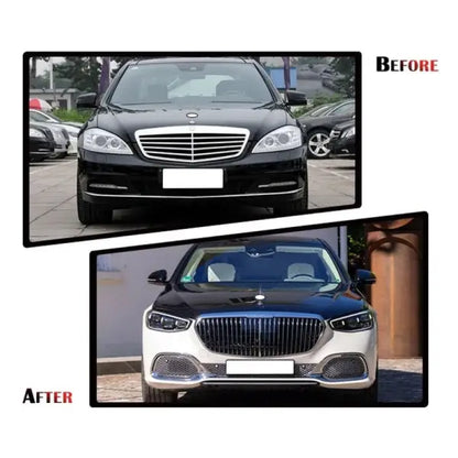 Car Craft Compatible With Mercedes Benz S Class W221 2006-2013 Upgrade Facelift Bodykit To W223 2023 Maybach Style Bumper Headlight Taillight Skirts Exhaust Tips Hood