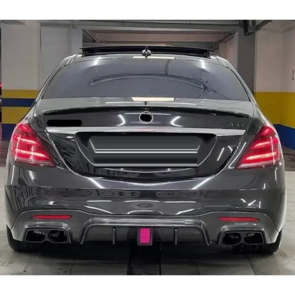 Car Craft Compatible With Mercedes Benz S Class W222 2014-2020 Brabus S63 S65 B700 Carbon Fiber Look Material Body Kit Front Lip Spoiler Exhaust Tip Fender Vent Diffuser Splitter