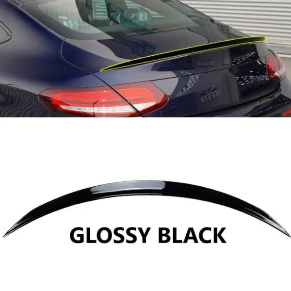 Car Craft Compatible With Mercedes C Class W205 Coupe 2015-2022 Rear Trunk Mid Wing Lip Splitter Skirts Flag Spoiler Amg Style Zst-292 Gb Glossy Black