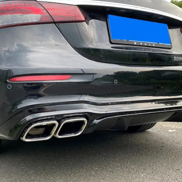 Car Craft Compatible With Mercedes E Class W213 Lci 2021+ E63s Amg Rear Bumper Diffuser After Lip Splitter Skirst With Exhaust Pipe Tips Black Zst-265