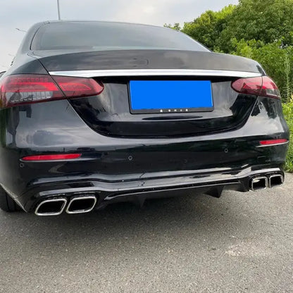 Car Craft Compatible With Mercedes E Class W213 Lci 2021+ E63s Amg Rear Bumper Diffuser After Lip Splitter Skirst With Exhaust Pipe Tips Black Zst-265