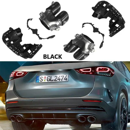 Car Craft Compatible With Mercedes Gla W247 H247 2020-2024 Gla45 Gla35 Rear Bumper Turbo Muffler Dual Exhaust Tips Pipe Zst Black