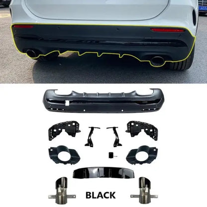 Car Craft Compatible With Mercedes Gla W247 H247 2020-2024 Gla45 Gla35 Rear Diffuser Lip Splitter Skirts Flag Spoiler With Exhaust Tips Glossy Black Zst-290 Gb