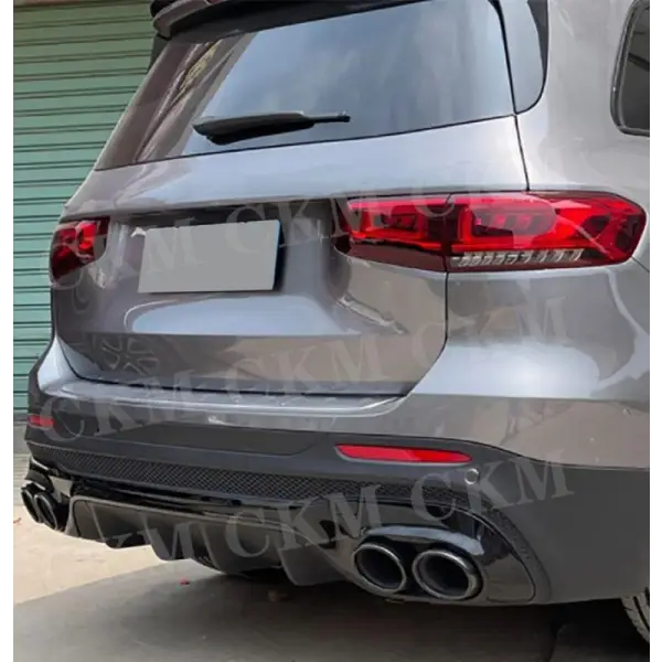 Car Craft Compatible With Mercedes Glb X247 2020-2021 Glb35 Glb45 Amg Rear Diffuser Lip Splitter Skirts Flag Spoiler With Exhaust Tips Glossy Black Zst-279 Gb