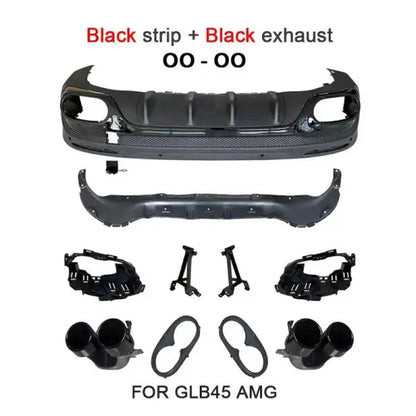 Car Craft Compatible With Mercedes Glb X247 2020-2021 Glb35 Glb45 Amg Rear Diffuser Lip Splitter Skirts Flag Spoiler With Exhaust Tips Glossy Black Zst-279 Gb