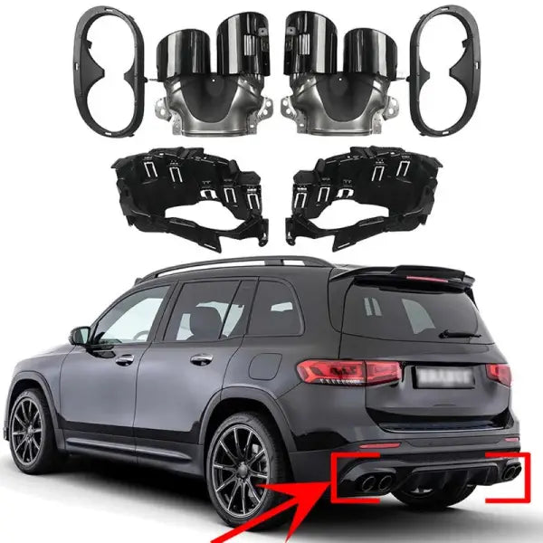 Car Craft Compatible With Mercedes Glb X247 2020+ Glb35 Glb45 Amg Rear Bumper Turbo Muffler Dual Exhaust Tips Pipe Zst Black