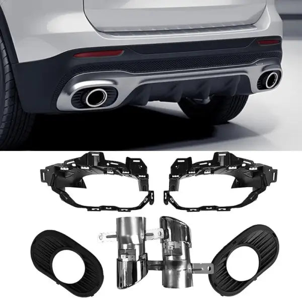 Car Craft Compatible With Mercedes Glb X247 2020+ Glb35 Glb45 Amg Rear Bumper Turbo Muffler Single Exhaust Tips Pipe Zst Black