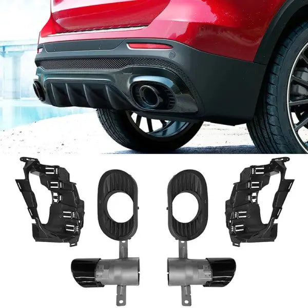 Car Craft Compatible With Mercedes Glb X247 2020+ Glb35 Glb45 Amg Rear Bumper Turbo Muffler Single Exhaust Tips Pipe Zst Black