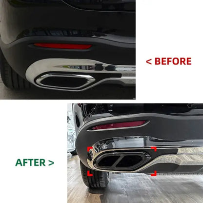 Car Craft Compatible With Mercedes Glc W254 X254 2023+ Rear Bumper Turbo Muffler Single Exhaust Tips Pipe Cover Zst-465 Gb Glossy Black