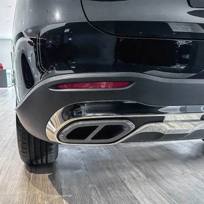 Car Craft Compatible With Mercedes Glc W254 X254 2023+ Rear Bumper Turbo Muffler Single Exhaust Tips Pipe Cover Zst-465 Cf Carbon Fiber Look