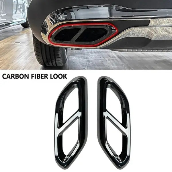 Car Craft Compatible With Mercedes Glc W254 X254 2023+ Rear Bumper Turbo Muffler Single Exhaust Tips Pipe Cover Zst-465 Cf Carbon Fiber Look