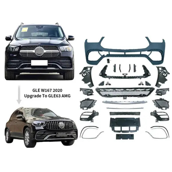 Car Craft Compatible With Mercedes Gle W167 2019-2024 Upgrade Facelift Bodykit To Gle63 Amg Style Bumper Chrome Exhaust Tips And Trim