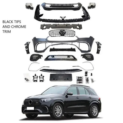 Car Craft Compatible With Mercedes Gle W167 2019-2024 Upgrade Facelift Bodykit To Gle63 Amg Style Bumper Black Exhaust Tips And Trim