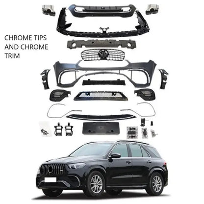 Car Craft Compatible With Mercedes Gle W167 2019-2024 Upgrade Facelift Bodykit To Gle63 Amg Style Bumper Chrome Exhaust Tips And Trim