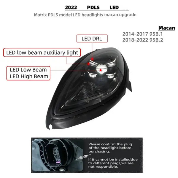 Car Craft Compatible With Porsche Macan 95a 95b 2014-2022 Upgarde To 2023 Led Laser Headlight Headlamp Head Light Lamp Without Afs