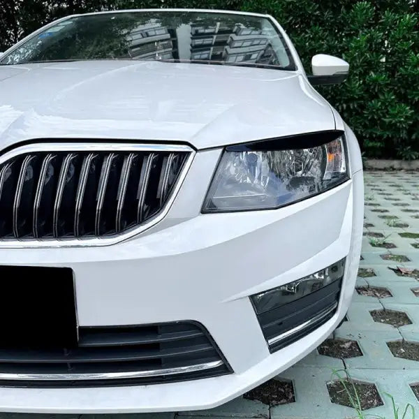 Car Craft Compatible With Skoda Octavia Mk3 2015-2017 Front Headlight Eyebrow Lip Splitter Skirts Flag Zst-464 Cf Carbon Fiber Look