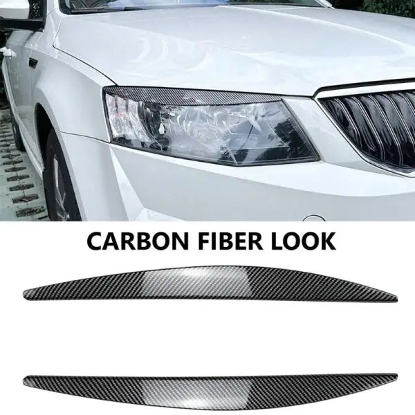 Car Craft Compatible With Skoda Octavia Mk3 2015-2017 Front Headlight Eyebrow Lip Splitter Skirts Flag Zst-464 Cf Carbon Fiber Look