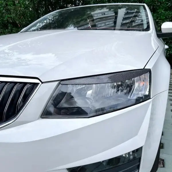 Car Craft Compatible With Skoda Octavia Mk3 2015-2017 Front Headlight Eyebrow Lip Splitter Skirts Flag Zst-464 Cf Carbon Fiber Look