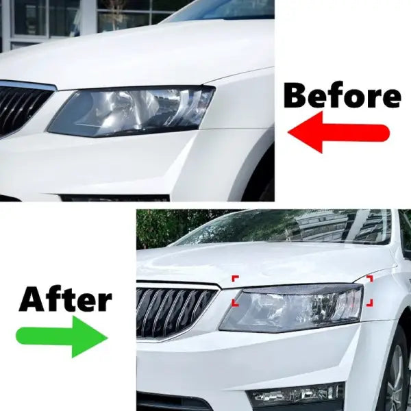 Car Craft Compatible With Skoda Octavia Mk3 2015-2017 Front Headlight Eyebrow Lip Splitter Skirts Flag Zst-464 Cf Carbon Fiber Look