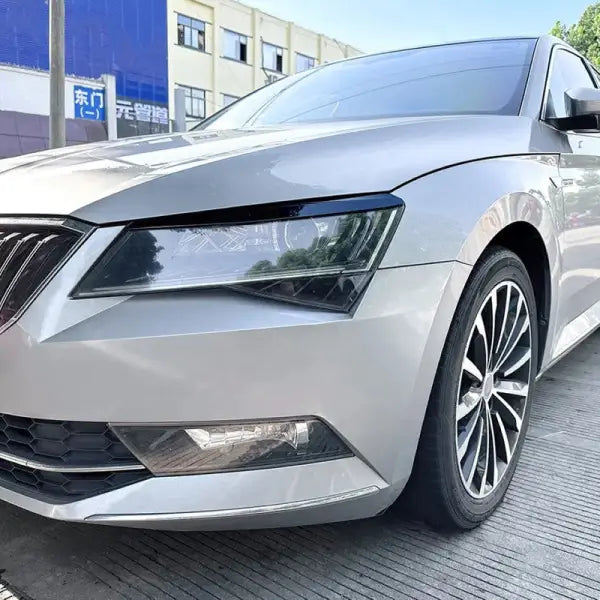 Car Craft Compatible With Skoda Superb B8 2016-2018 Front Headlight Eyebrow Lip Splitter Skirts Flag Zst-503 Cf Carbon Fiber Look