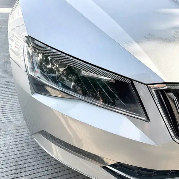 Car Craft Compatible With Skoda Superb B8 2016-2018 Front Headlight Eyebrow Lip Splitter Skirts Flag Zst-503 Cf Carbon Fiber Look