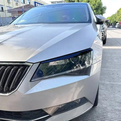 Car Craft Compatible With Skoda Superb B8 2016-2018 Front Headlight Eyebrow Lip Splitter Skirts Flag Zst-503 Cf Carbon Fiber Look