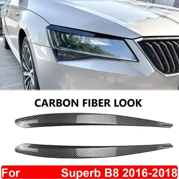 Car Craft Compatible With Skoda Superb B8 2016-2018 Front Headlight Eyebrow Lip Splitter Skirts Flag Zst-503 Cf Carbon Fiber Look