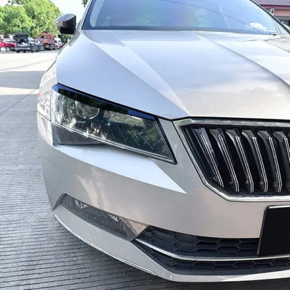 Car Craft Compatible With Skoda Superb B8 2016-2018 Front Headlight Eyebrow Lip Splitter Skirts Flag Zst-503 Cf Carbon Fiber Look