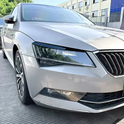 Car Craft Compatible With Skoda Superb B8 2016-2018 Front Headlight Eyebrow Lip Splitter Skirts Flag Zst-503 Gb Glossy Black