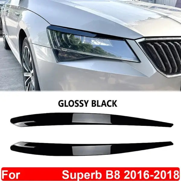 Car Craft Compatible With Skoda Superb B8 2016-2018 Front Headlight Eyebrow Lip Splitter Skirts Flag Zst-503 Gb Glossy Black