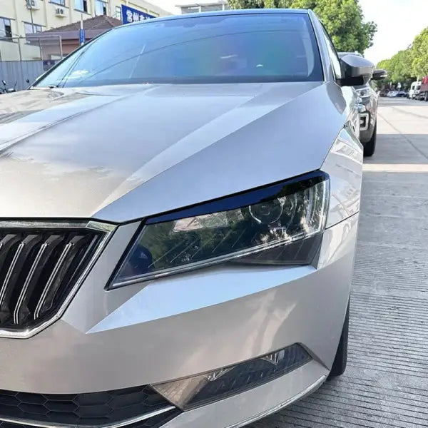 Car Craft Compatible With Skoda Superb B8 2016-2018 Front Headlight Eyebrow Lip Splitter Skirts Flag Zst-503 Gb Glossy Black