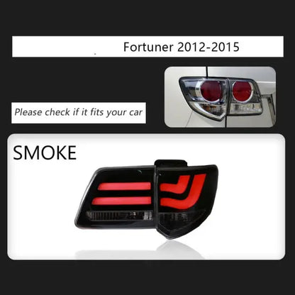 Car Craft Compatible With Toyota Fortuner 2012-2015 Rear Tail Light Taillight Tail Lamp Bm Style Smoke