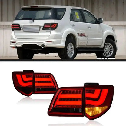 Car Craft Compatible With Toyota Fortuner 2012-2015 Rear Tail Light Taillight Tail Lamp Bm Style Red