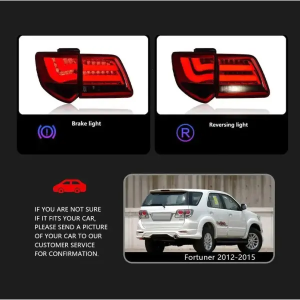 Car Craft Compatible With Toyota Fortuner 2012-2015 Rear Tail Light Taillight Tail Lamp Bm Style Smoke