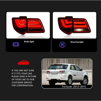 Car Craft Compatible With Toyota Fortuner 2012-2015 Rear Tail Light Taillight Tail Lamp Bm Style Smoke