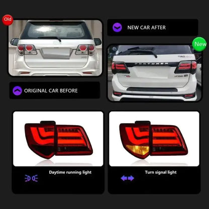 Car Craft Compatible With Toyota Fortuner 2012-2015 Rear Tail Light Taillight Tail Lamp Bm Style Smoke