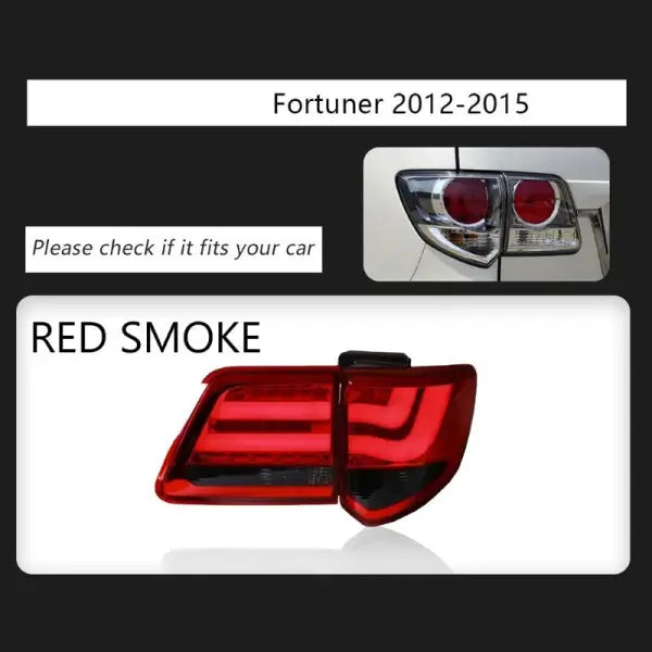 Car Craft Compatible With Toyota Fortuner 2012-2015 Rear Tail Light Taillight Tail Lamp Bm Style Red Smoke