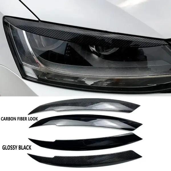 Car Craft Compatible With Volkswagen Jetta Sagitar Mk6 2010-2018 Front Headlight Eyebrow Lip Splitter Skirts Flag Zst-134 Gb Glossy Black