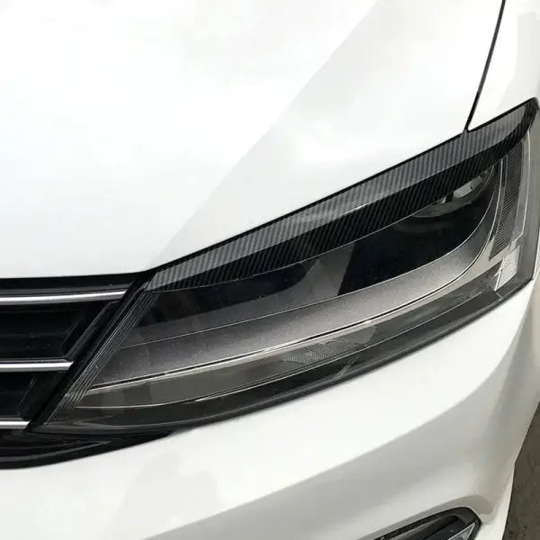 Car Craft Compatible With Volkswagen Jetta Sagitar Mk6 2010-2018 Front Headlight Eyebrow Lip Splitter Skirts Flag Zst-134 Gb Glossy Black