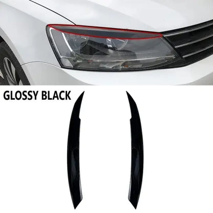 Car Craft Compatible With Volkswagen Jetta Sagitar Mk6 2010-2018 Front Headlight Eyebrow Lip Splitter Skirts Flag Zst-134 Gb Glossy Black