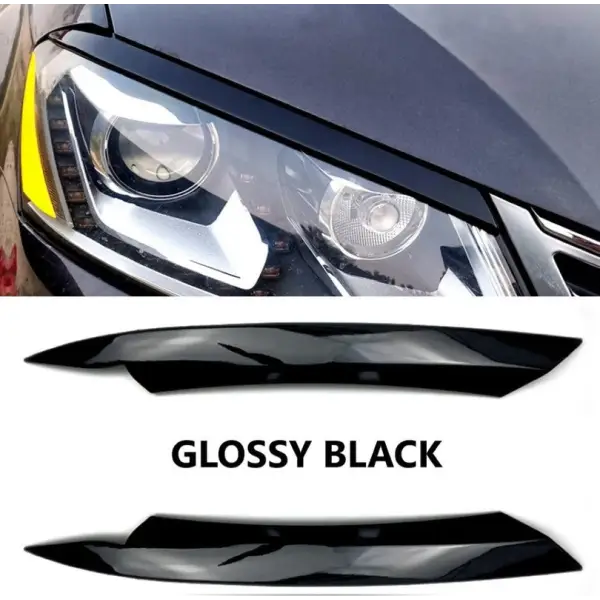 Car Craft Compatible With Volkswagen Passat B7 2011-2014 Front Headlight Eyebrow Lip Splitter Skirts Flag Zst-141 Gb Glossy Black