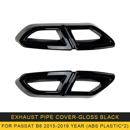 Car Craft Compatible With Volkswagen Passat B8 2016-2019 Rear Bumper Turbo Muffler Dual Exhaust Tips Pipe Zst-289 Gb Glossy Black