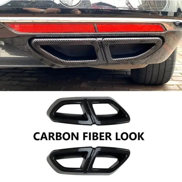 Car Craft Compatible With Volkswagen Passat B8 2016-2019 Rear Bumper Turbo Muffler Dual Exhaust Tips Pipe Zst-289 Cf Carbon Fiber Look