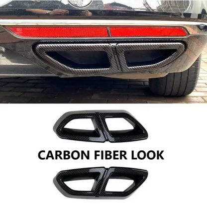 Car Craft Compatible With Volkswagen Passat B8 2016-2019 Rear Bumper Turbo Muffler Dual Exhaust Tips Pipe Zst-289 Cf Carbon Fiber Look