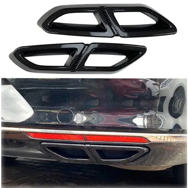 Car Craft Compatible With Volkswagen Passat B8 2016-2019 Rear Bumper Turbo Muffler Dual Exhaust Tips Pipe Zst-289 Cf Carbon Fiber Look