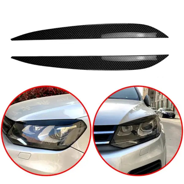 Car Craft Compatible With Volkswagen Touareg 2010-2018 Front Headlight Eyebrow Lip Splitter Skirts Flag Zst-246 Gb Glossy Black