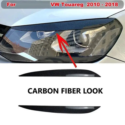 Car Craft Compatible With Volkswagen Touareg 2010-2018 Front Headlight Eyebrow Lip Splitter Skirts Flag Zst-246 Cf Carbon Fiber Look