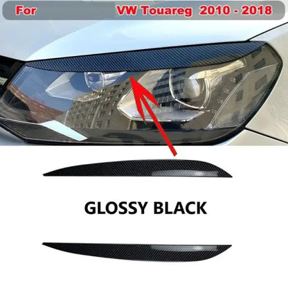 Car Craft Compatible With Volkswagen Touareg 2010-2018 Front Headlight Eyebrow Lip Splitter Skirts Flag Zst-246 Gb Glossy Black